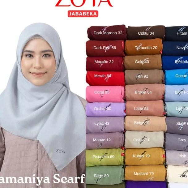 Zoya Kamaniya Plain Scarf Kerudung Hijab Jilbab Segi Empat Polos