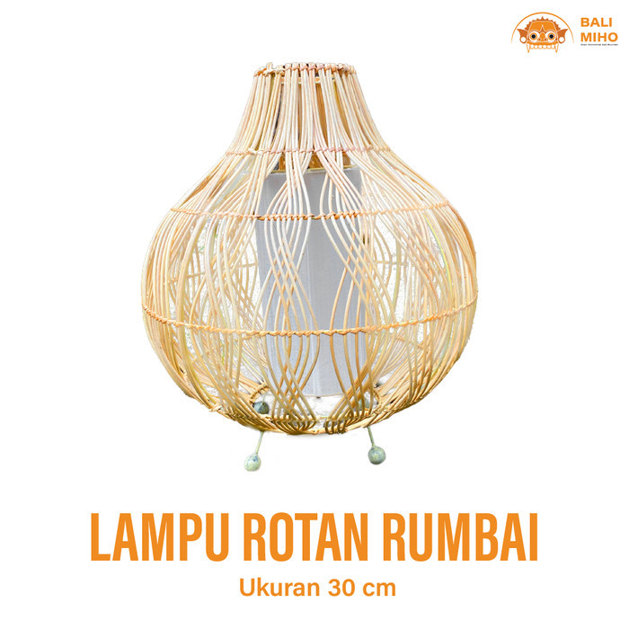 

New - Kap Lampu Rotan Bombai Rumbai 30 Cm - Lampu Villa Bali - Kap Lampu