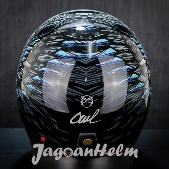 New Helmet Rsv Helm Retro Motif Owl | Black | Model Bogo Classic