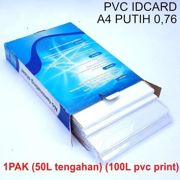 

TERBARU - Bahan Kertas PVC ID Card A4 instan 0.76 mm White - 50 Set