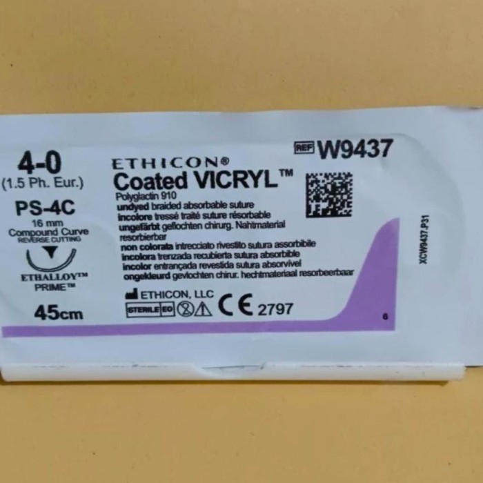 Benang coated vicryl 4/0 per pcs