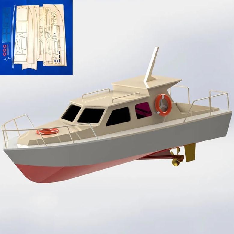 1/30 RC BOAT MODEL YACHT FLYING FISH DIY WOODEN ASSEMBLY BOAT MODEL KIT ENTRY LEVEL SET MODEL BOAT T