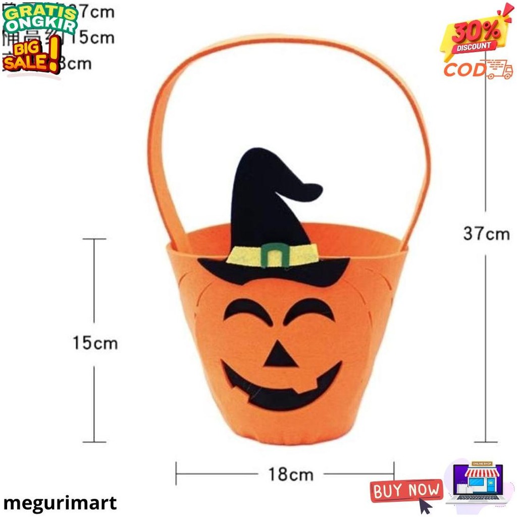 

Tas Permen Labu Haloween Candy Bag Trick Or Treat Pumpkin Orange Skull D Terlaris