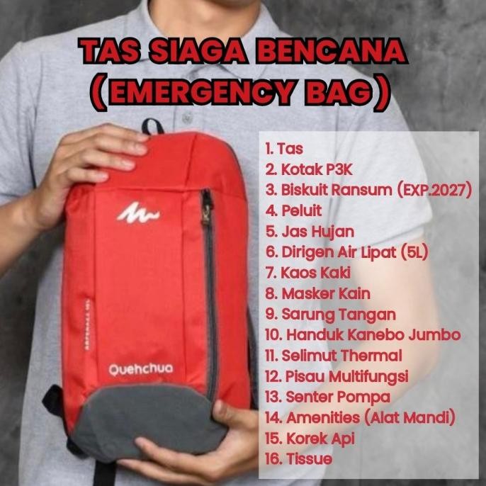 BEBAS ONGKIR - Tas Siaga Bencana EMERGENCY BAG / Survival Kit First Aid Kit P3K / Outdoor