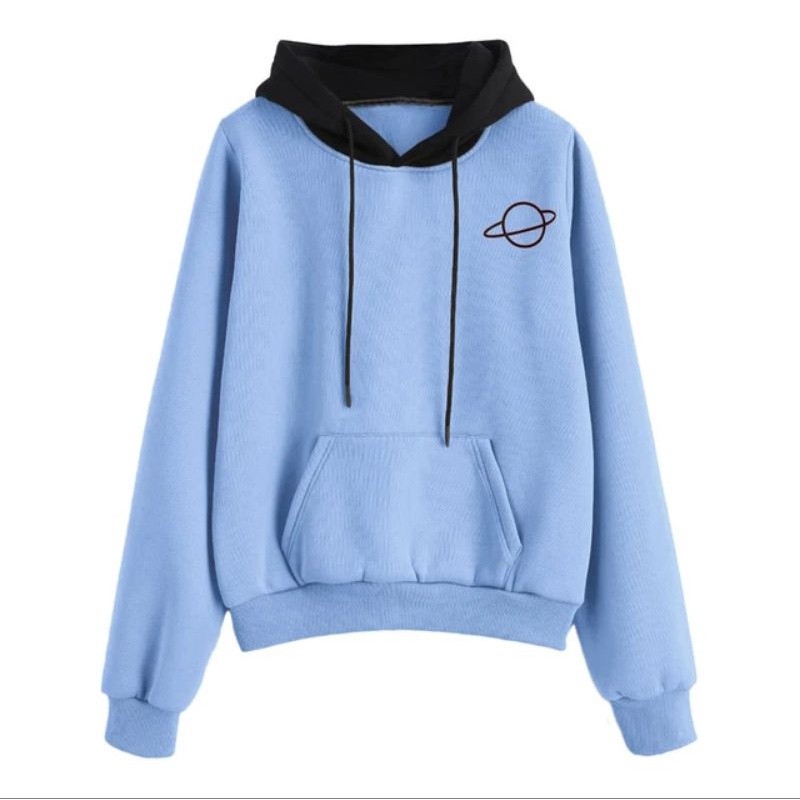 Felizo Jaket Hoodie PLANET SATURNUS Sablon Simple Mix Kombinasi Two Tone 2 Warna Big Size S M L XL 2