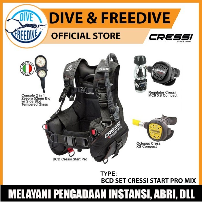 BERKUALITAS BCD Set Cressi Start Pro V2.0 Ultimate Mix Zeepro Regulator Diving READY STOK