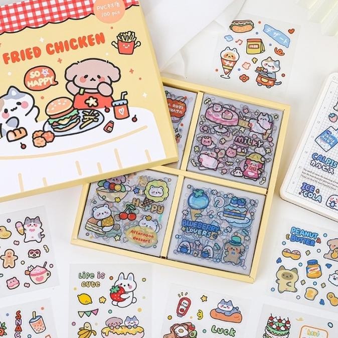 

BEBAS ONGKIR - Sticker PVC Tahan Air Bear and Food Lucu Kawaii