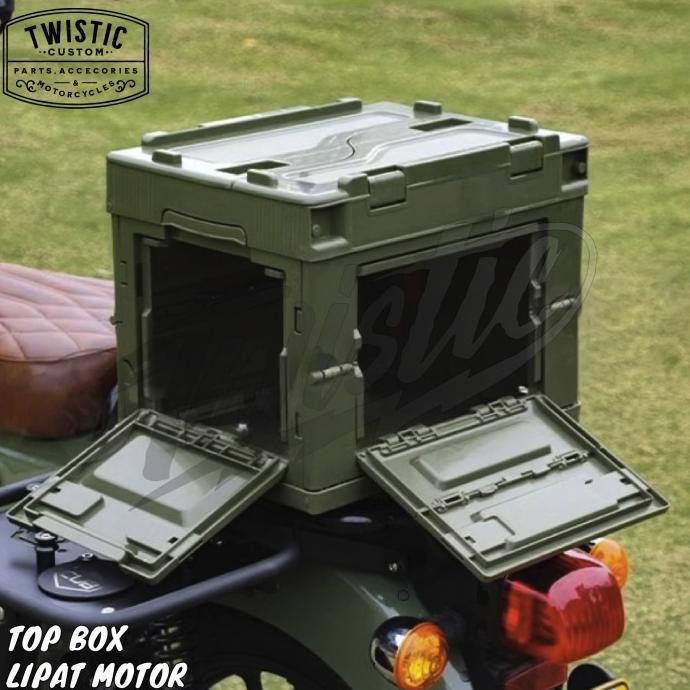 Top Box Belakang Lipat 20L Liter Motor Honda Ct110 Street Cub Super Cub Universal Custom Touring Cam