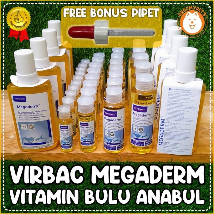 virbac megaderm - vitamin bulu kucing dan anjing - megaderm