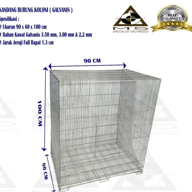 Kandang Burung Koloni Galvanis - 90x60x100 cm