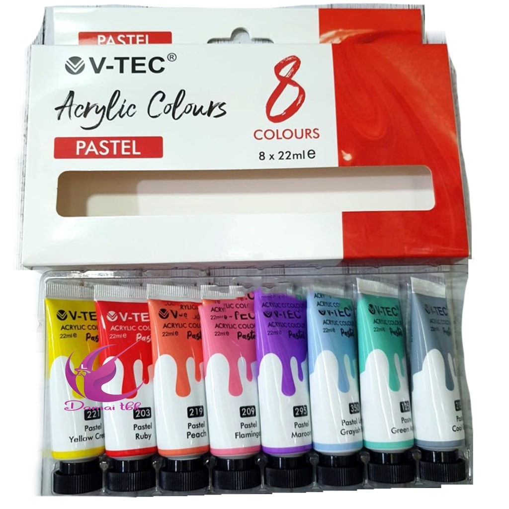 

Cat Akrilik Pastel / Metallic Acrylic Paint 22ml x 8 Warna V-tec