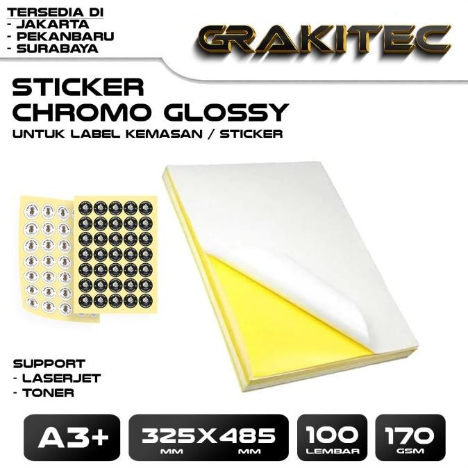 

TERBARU - Grakitec Sticker Chromo Glossy / Doff A3+ Isi 100 Lembar & 300 Lembar | Stiker Kromo, bontak, CTS, Cast-coated Cromo