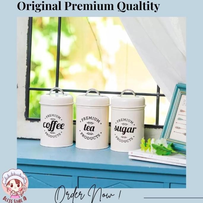 

Wadah Kopi Gula Teh Set Tutup Bambu / Canister / Wadah Gula Kopi