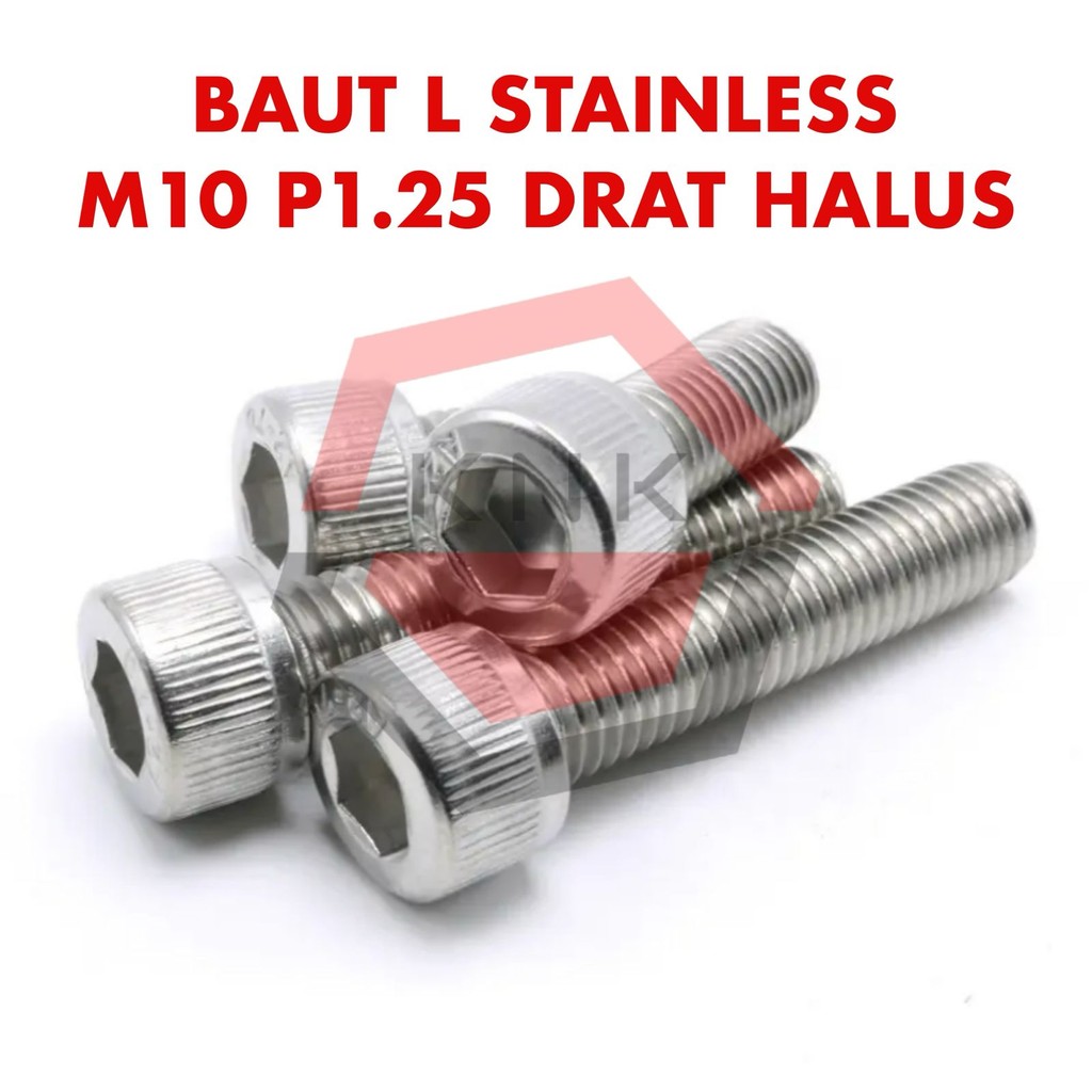 BAUT L M10x40 P1.25 DRAT HALUS STAINLESS STEEL