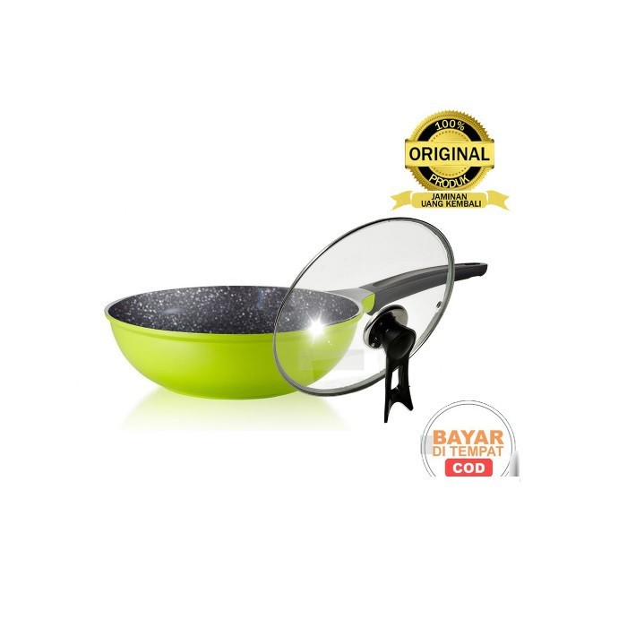 Yvette - PANCI WOK PAN 30 KOREA WAJAN TEFLON ANTI LENGKET KANGEN PAN ECO GREEN WOK PAN