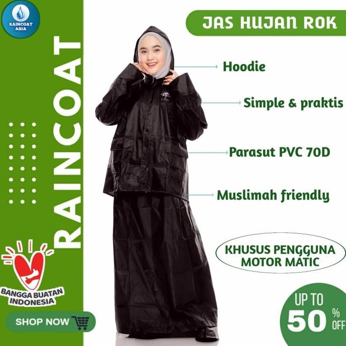 PROMO jas hujan wanita muslimah raincoat ponco mantel hujan hijab cewek