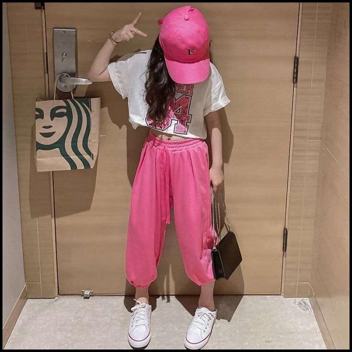 Setelan Anak Perempuan Hip Hop Style Korean Leopard