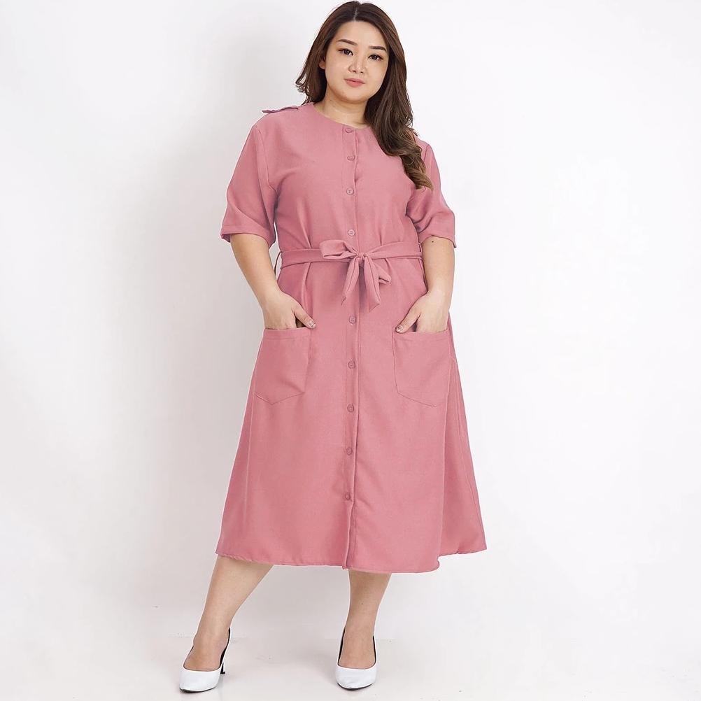 Dress Wanita Tunik Crinkle Jumbo L-Xxxl Ld 120-130