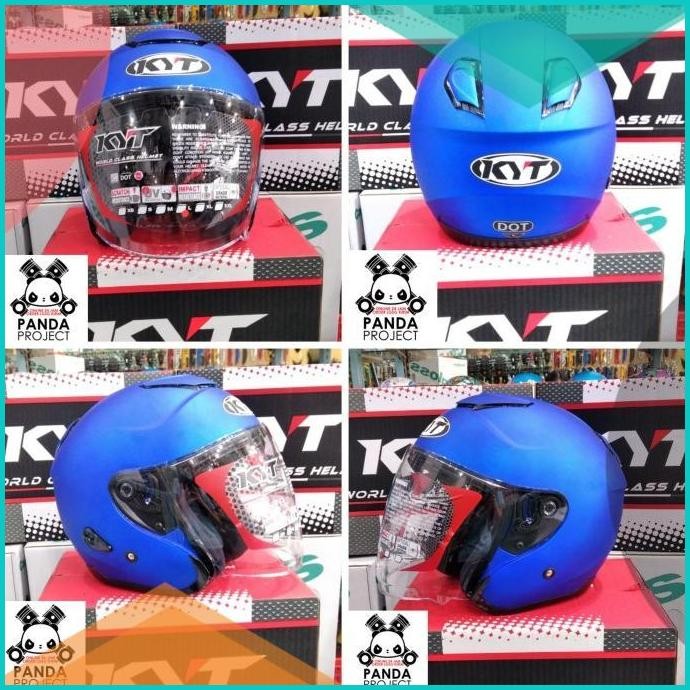 Helm KYT Half Face Kyoto Solid Blue Doff / Biru Doff 140BZ4 suku cada