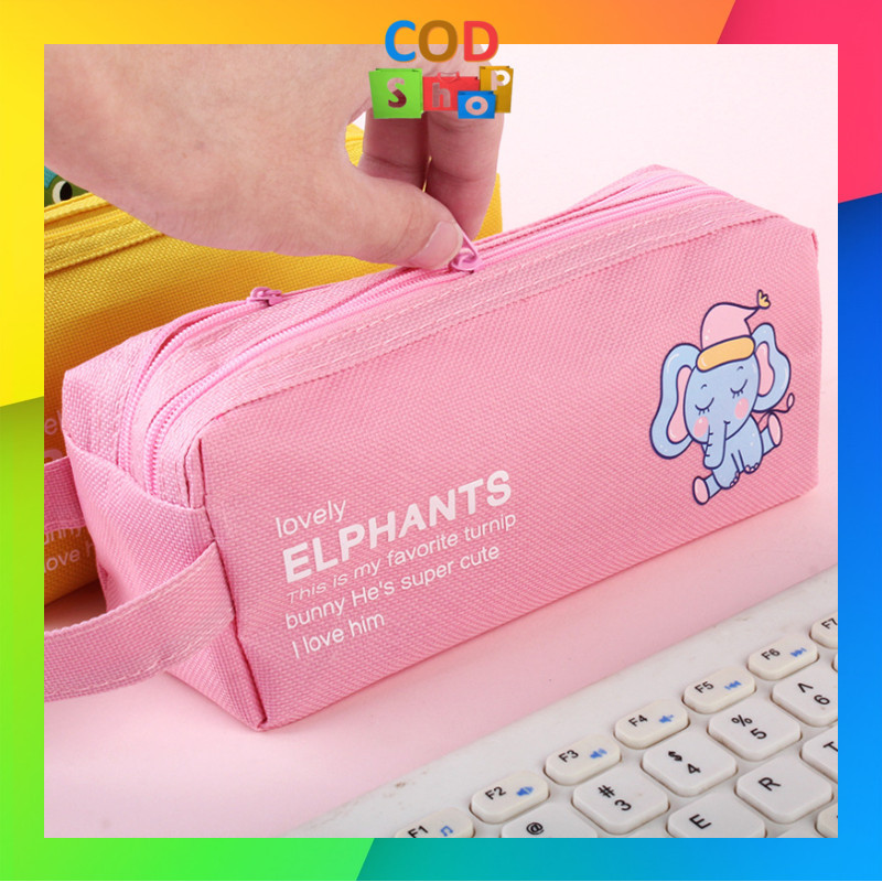 

murah COD - S6249 Kotak Pensil Gambar Resleting Ganda / Stationary Case / Tempat Pensil Animasi Lucu