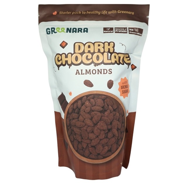 

S20520 GREENARA DARK CHOCO ALMOND KACANG ALMOND 120GR POUCH MAJU BERSAMA (20241114)