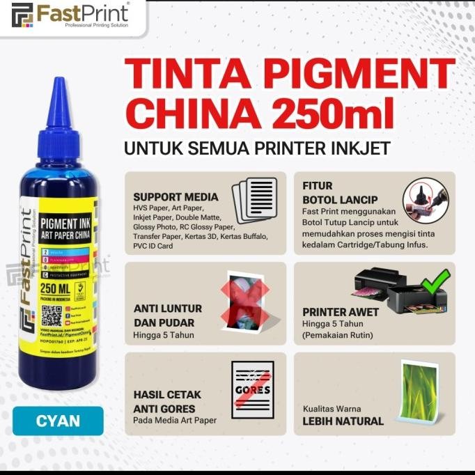 

TERSEDIA FAST PRINT PIGMENT ART PAPER CHINA EPSON - BLACK - 250 ML