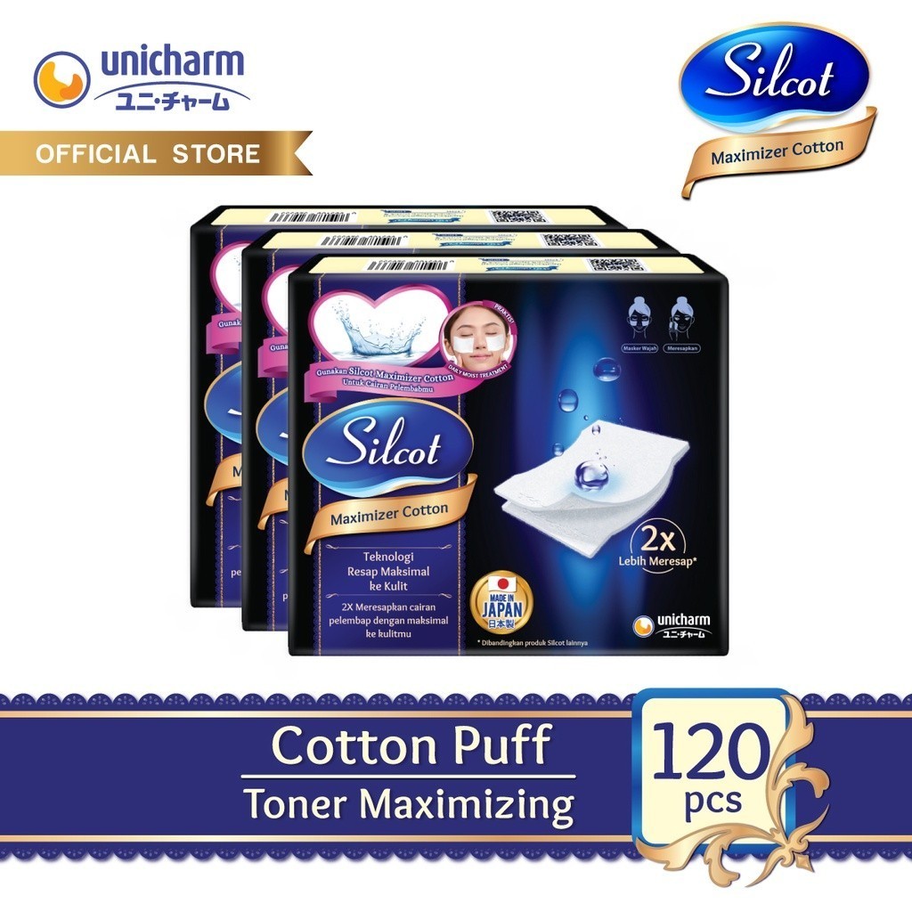 Silcot Maximizer Cotton 40 - Kapas Kecantikan Unicharm / Kapas Wajah / Kapas Toner - 3 Packs
