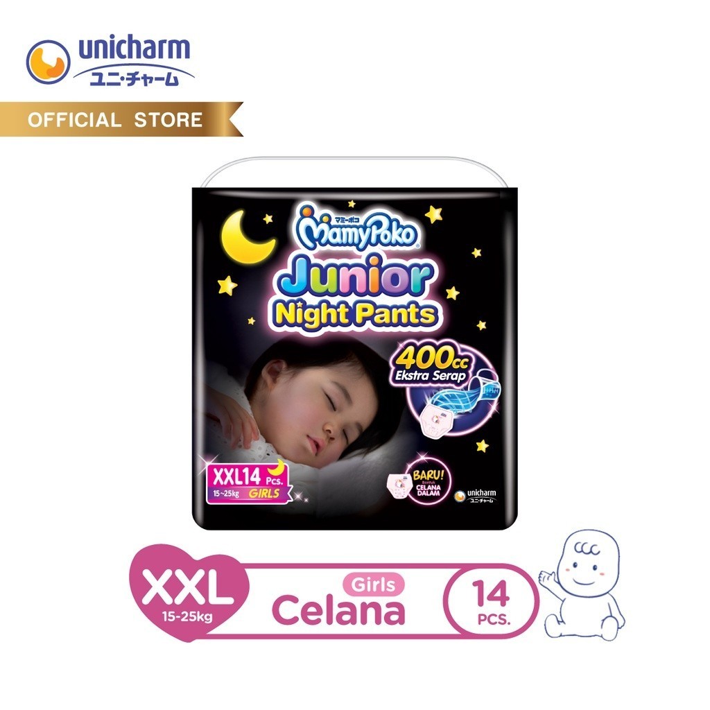 MamyPoko Junior Night Pants - XXL 14 - Girls - Popok Celana