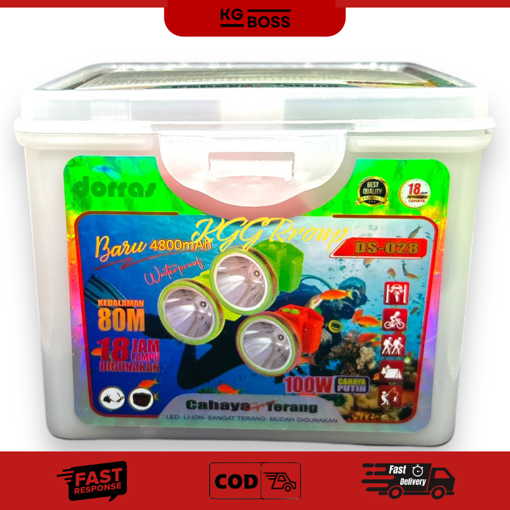 SENTER KEPALA SELAM 100W PUTIH DORRAS DS028 HEADLAMP DIVING 100W WHITE