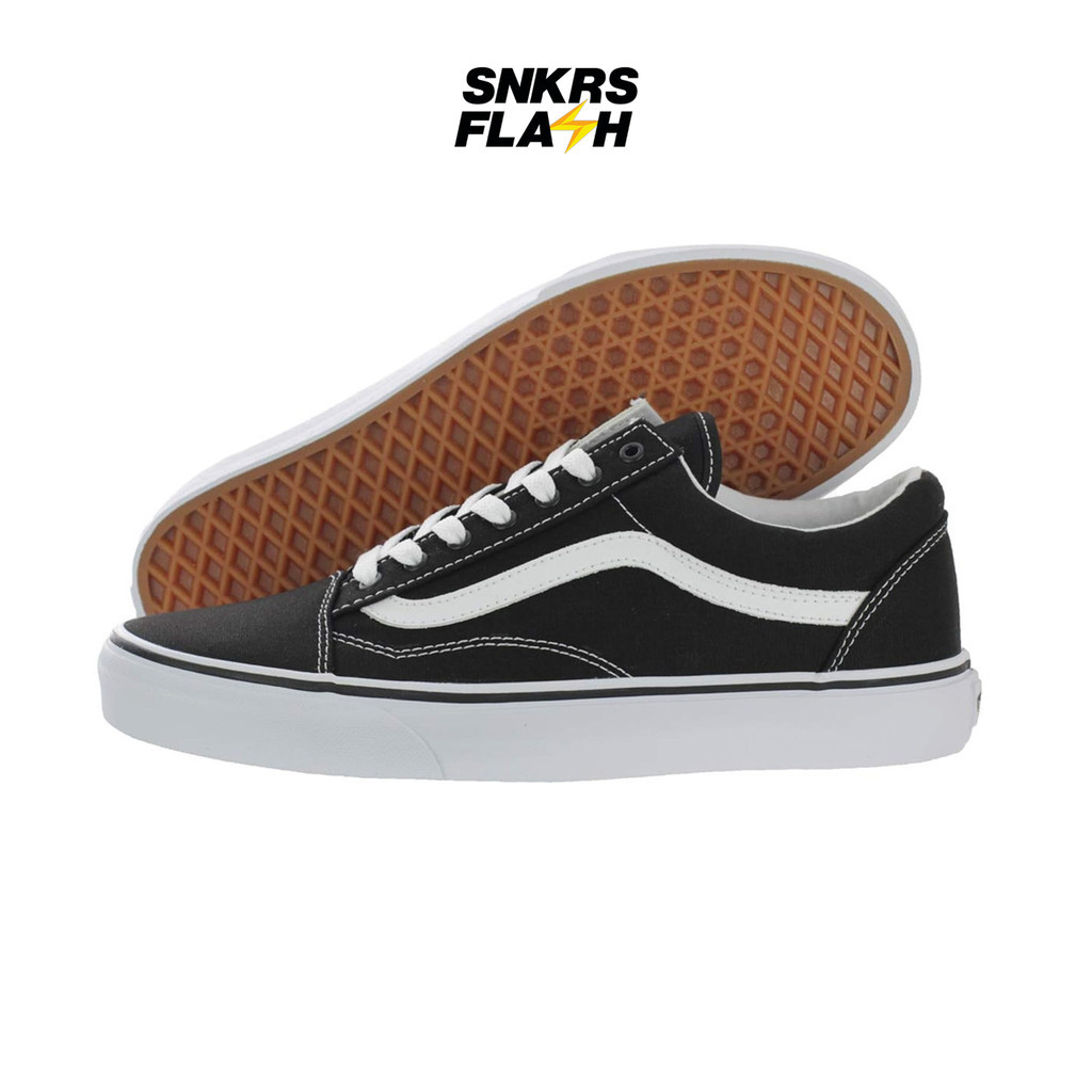 VANS Ua Old Skool Canvas Black True White Sepatu Sneakers Unisex - VN000ZDF1WX - Size 34.5