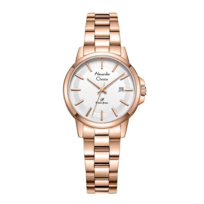 JAM TANGAN WANITA ALEXANDRE CHRISTIE AC1034 AC 1034 ROSEGOLD WHITE