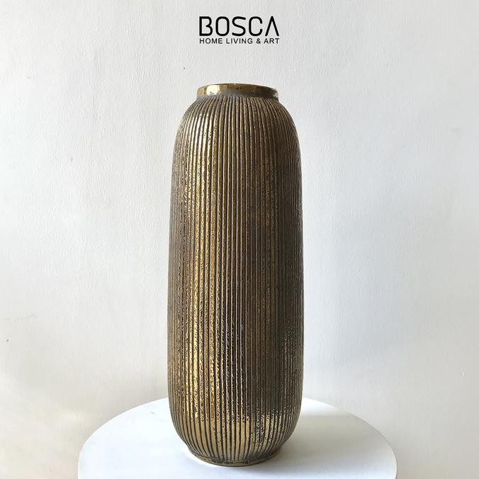 BOSCA LIVING - VAS GOLD 2 / VAS BUNGA KRAMIK MEWAH / POT BUNGA TINGGI EMAS / VAS BUNGA MEJA RUANG TA