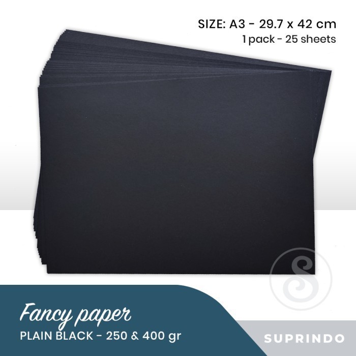 Fancy Paper/Kertas Hitam Polos Tebal A3 Stok Terbatas