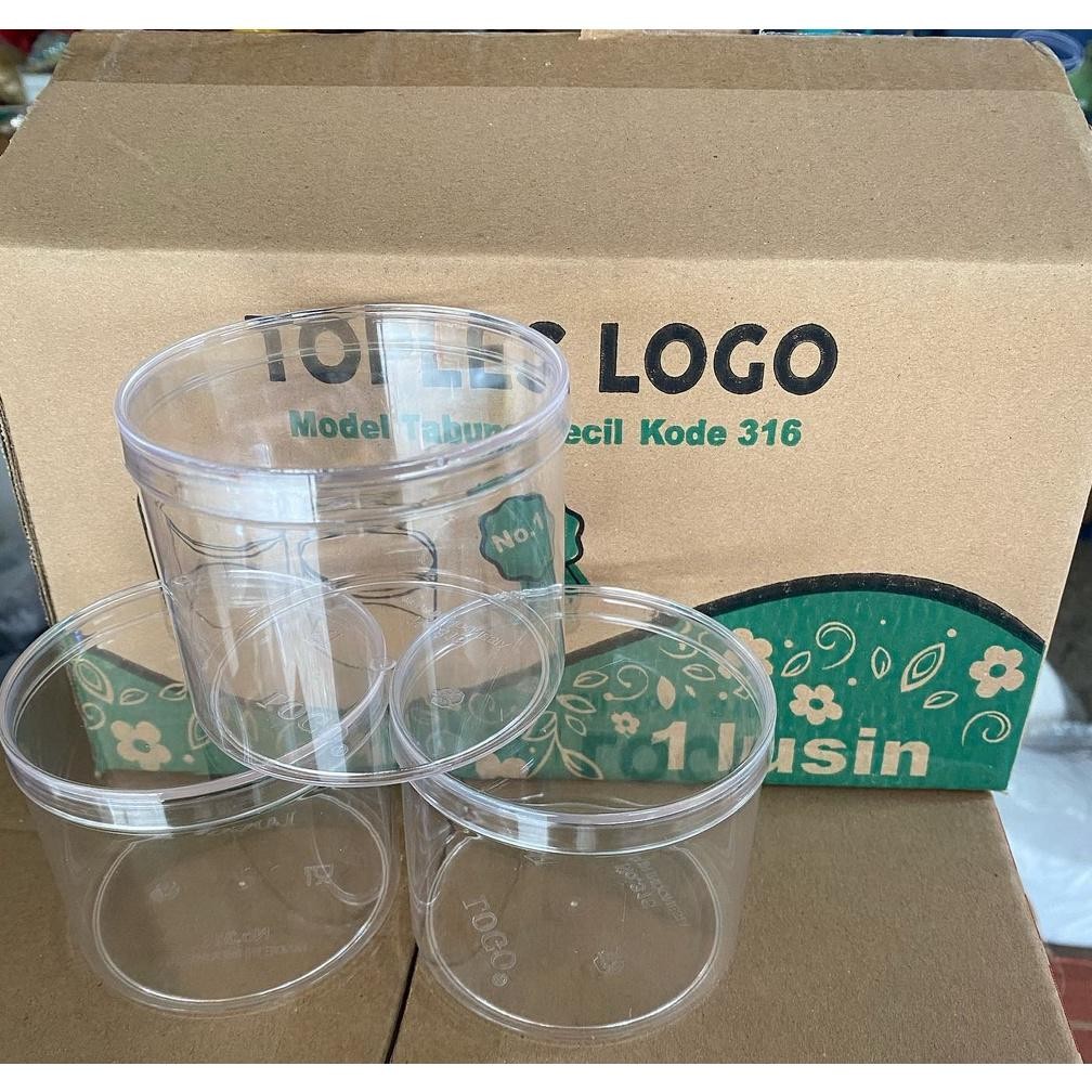 CR - Toples Tabung Plastik Kecil Mini Kue Kering Permen Cokelat Kacang Lebaran Imlek Natal 200gr LOG