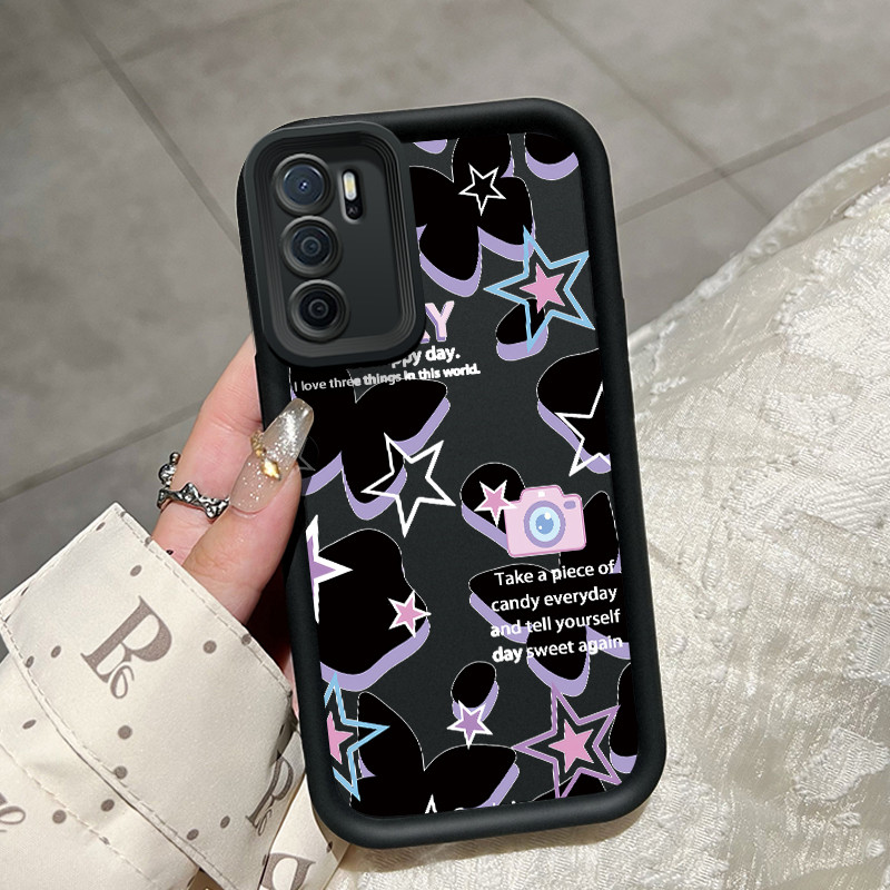 Casing Hp OPPO A16 OPPO A16s OPPO A54s Case Casing Kesing HP bintang kucing hitam Softcase baru penu