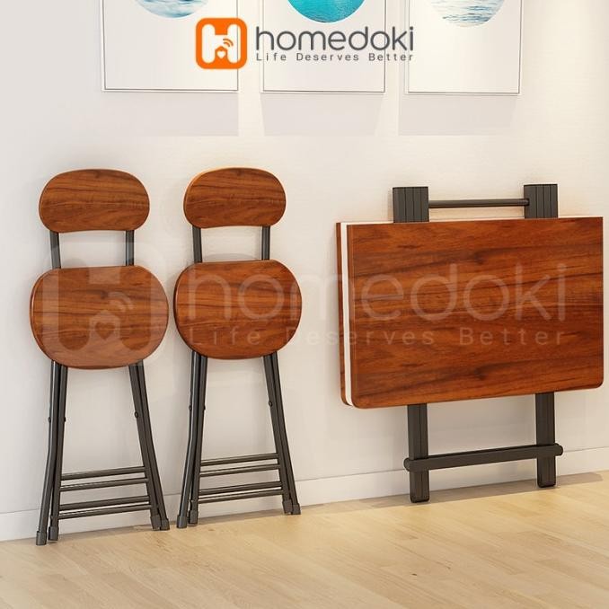 Meja Lipat Portable/ Meja Makan portable/ Meja Lipat Besi/ Meja Kayu