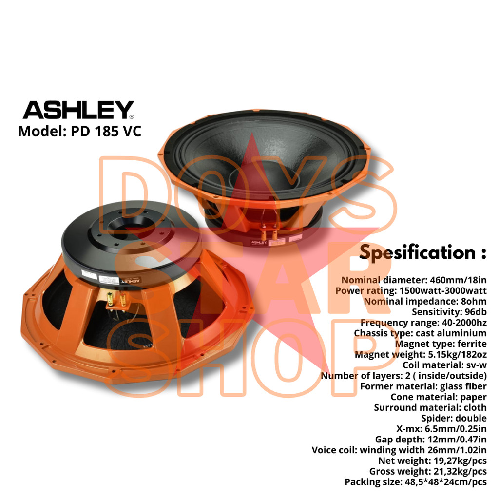 ORIGINAL SPEAKER 18 INCH ASHLEY PD 185 VC