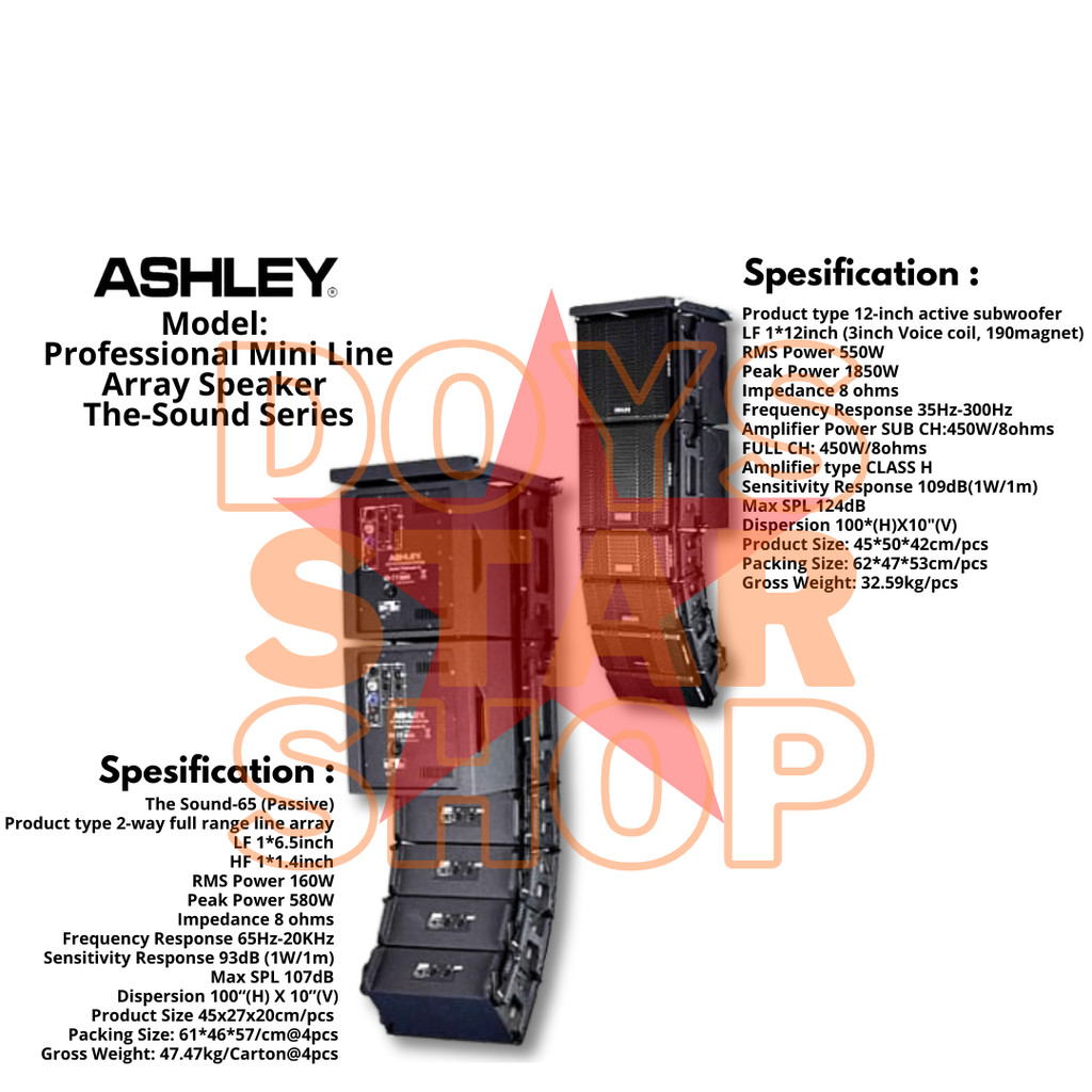 ORIGINAL ASHLEY PAKET PROFFESIONAL MINI LINE ARRAY SPEAKER THE SOUND SERIES