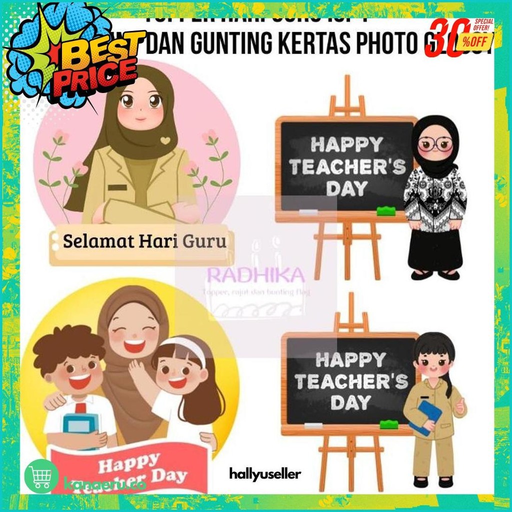 Topper Selamat Hari Guru Isi 4 Happy Teacher Day Diskon