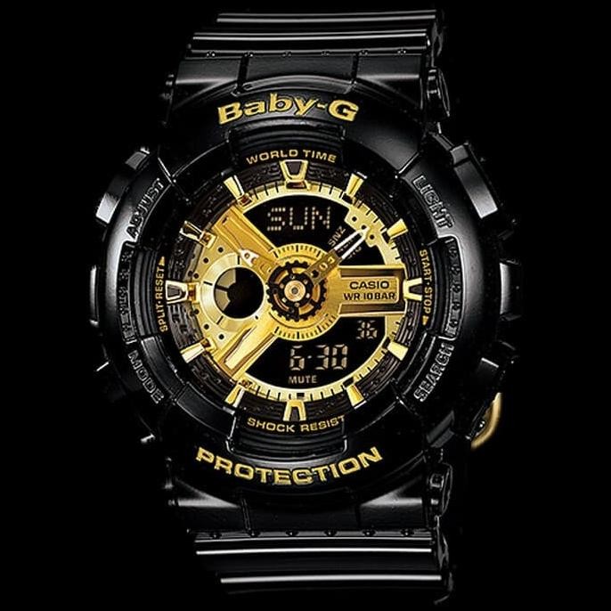 CASIO BABY G BA-110-1ADR BA110-1ADR BLACK GOLD JAM TANGAN ORIGINAL