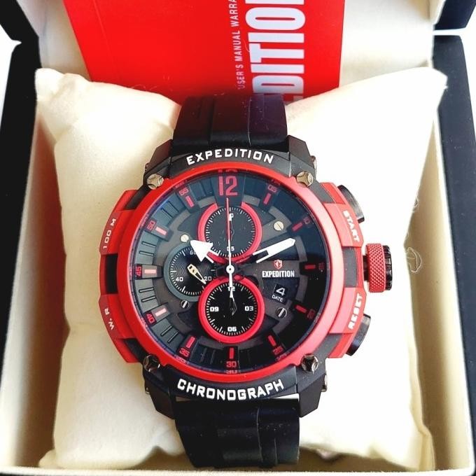 EXPEDITION E6781 E 6781 BLACK RED JAM TANGAN RUBBER PRIA ORIGINAL
