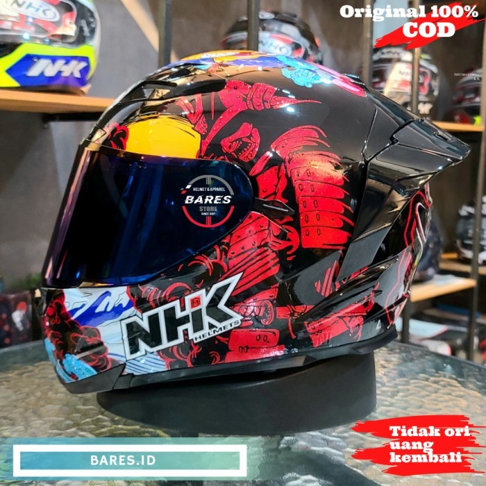 New Helm Nhk Rx9 Samurai Black Red Visor Blue Spoiler 3D