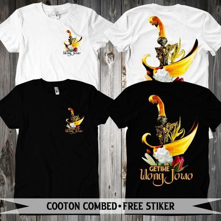 Kaos Netral Jawa Kejawen Motif Keris Kembang Telon Kaos Oblong Pria Wanita Hitam Putih