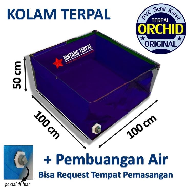 Kolam Terpal 100x100x50 Orchid Semi Karet Korea Terpal Kolam Ikan 1x1x0.5 Orchid Korea