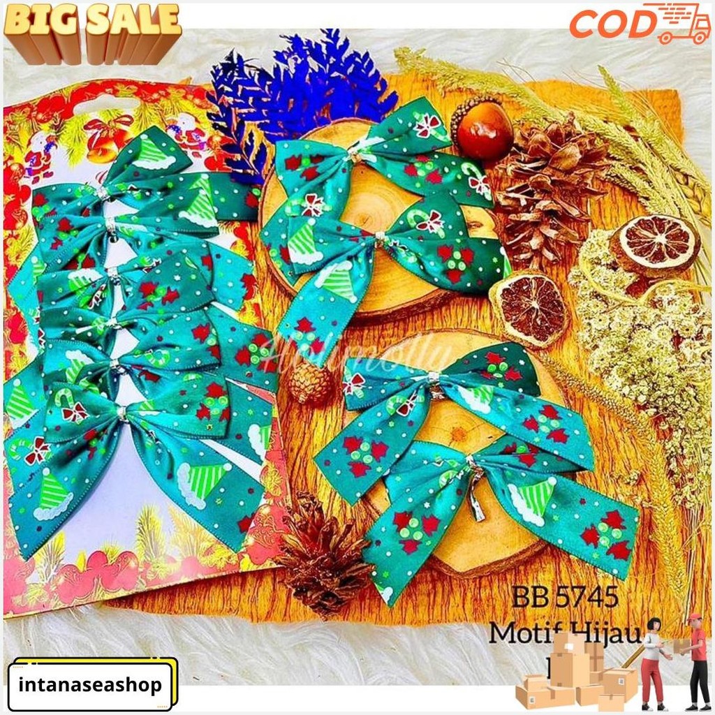 

Pita Pohon Natal - Dekorasi Hiasan Gantungan Pita Lonceng Pohon Natal Bisa Untuk Hampers Gift Box Bisa Cod