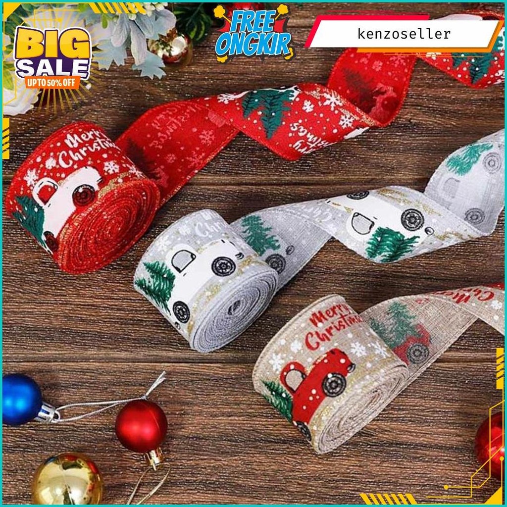 

Pita Ribbon Natal Merry Chritsmas Bahan Goni Lebar 5Cm Panjang 2/5M Pita Hampers Natal Dekorasi Aesthetic Cod