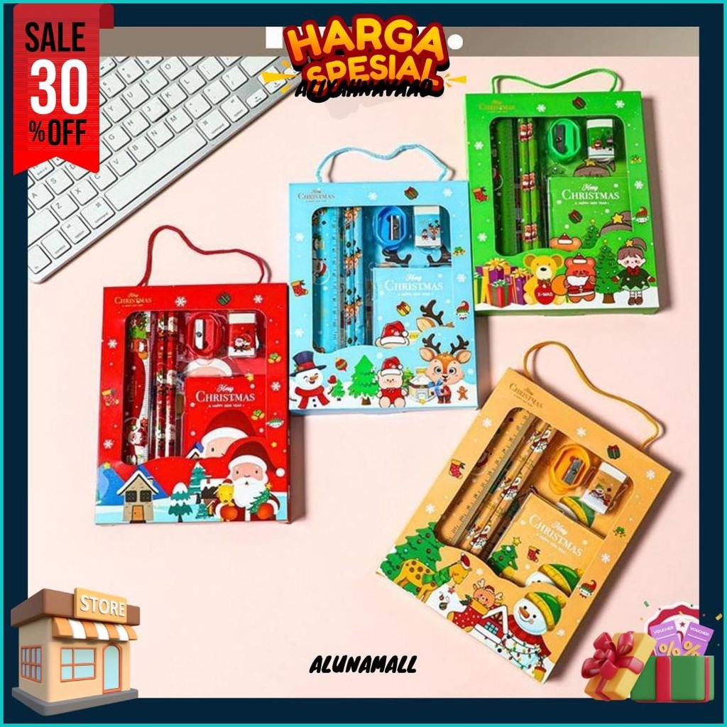 

Alat Tulis Set Christmas Edition/ Set Stationery X-Mas/ Paket Alat Tulis Tema Natal/ Souvenir Ulang Tahun Anak/ Kado Natal Anak Promo