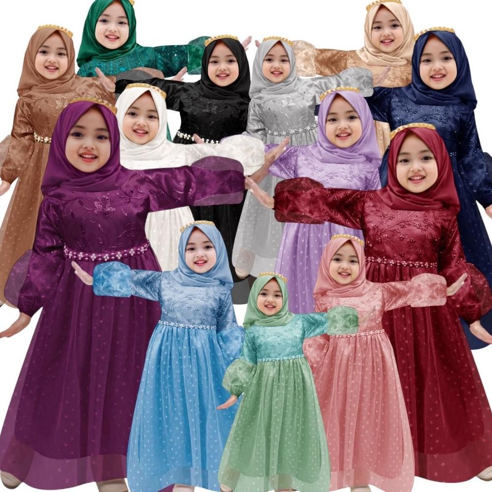 Gas anak perempuan Meliana 2-11thn / baju pesta anak perempuan muslim / baju pesta anak muslim / gas