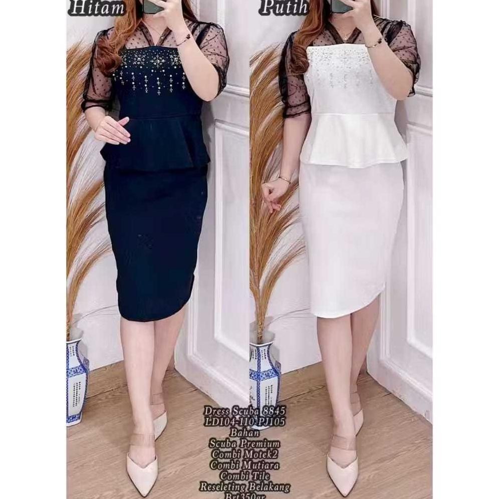 WTYU Dress Scuba 8845 - Baju Natal - Ukuran Jumbo Big Size - Bahan Premium Brukat Import - Sangat Me
