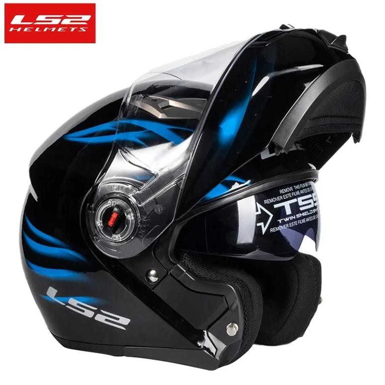 original ls2 motorcycle helmet capacete ls2 ff370 double lens modular helmet full face motocross rac